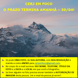 Concurso fotográfico CERJ EM FOCO termina amanhã! 30/04