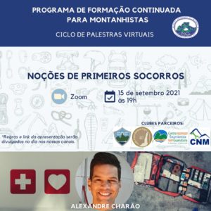 É hoje!! Link da palestra Noções de Primeiros Socorros com Alexandre Charão