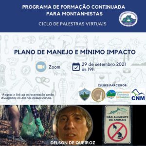 É hoje!!! Link da palestra Plano de Manejo e Mínimo Impacto – Delson de Queiroz – 29/09/21