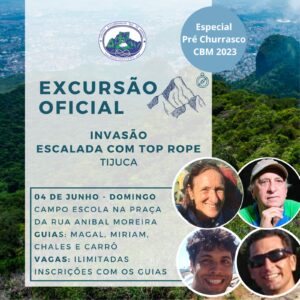 Excursão Oficial: Invasão de escalada com top rope na Tijuca com Magal, Miriam, Charles e Carrô – 04.06.23