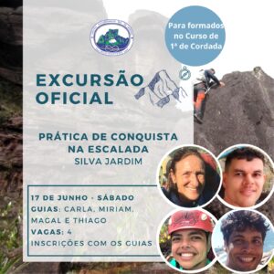 Excursão Oficial: Prática de conquista na escalada em Silva Jardim com Carla, Miriam, Magal e Thiago – 17.06.23