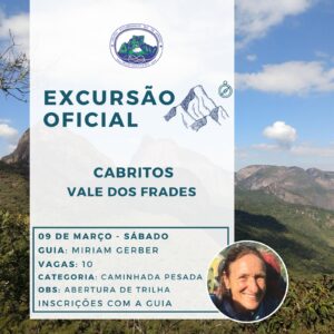 Excursão Oficial: Cabritos – Vale dos Frades com Miriam Gerber – 09.03.24